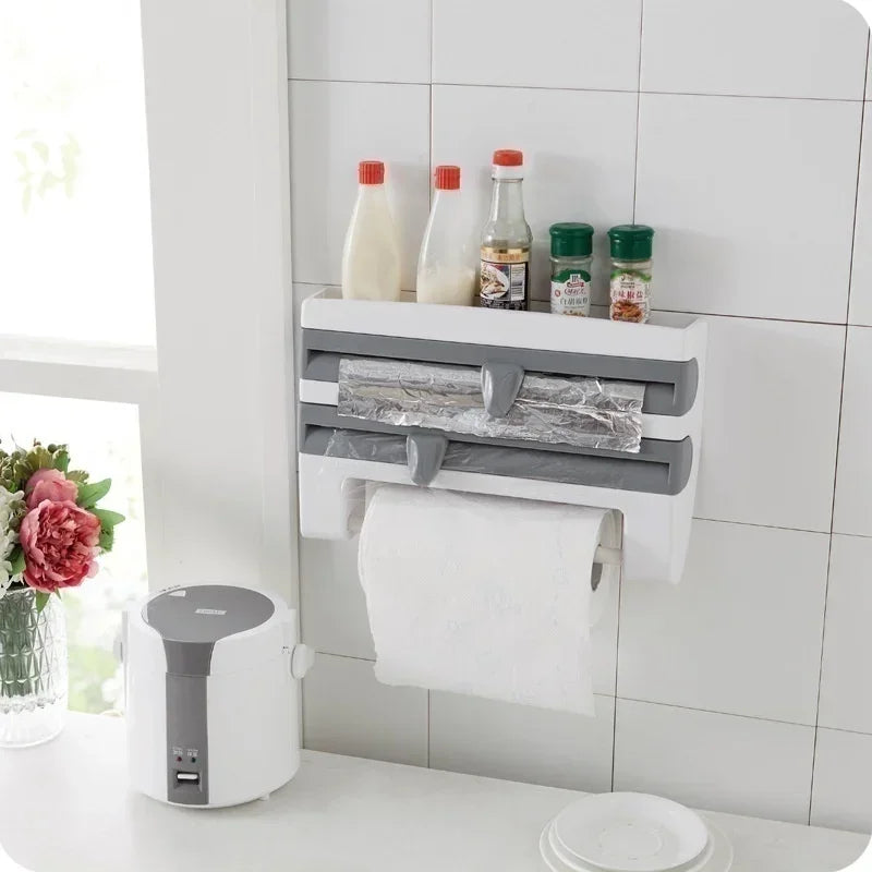 Kitchen Wall Organizer Dual Blade Foil & Towel Holder