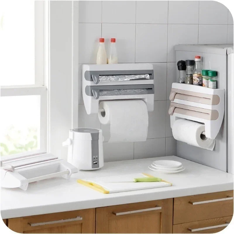 Kitchen Wall Organizer Dual Blade Foil & Towel Holder