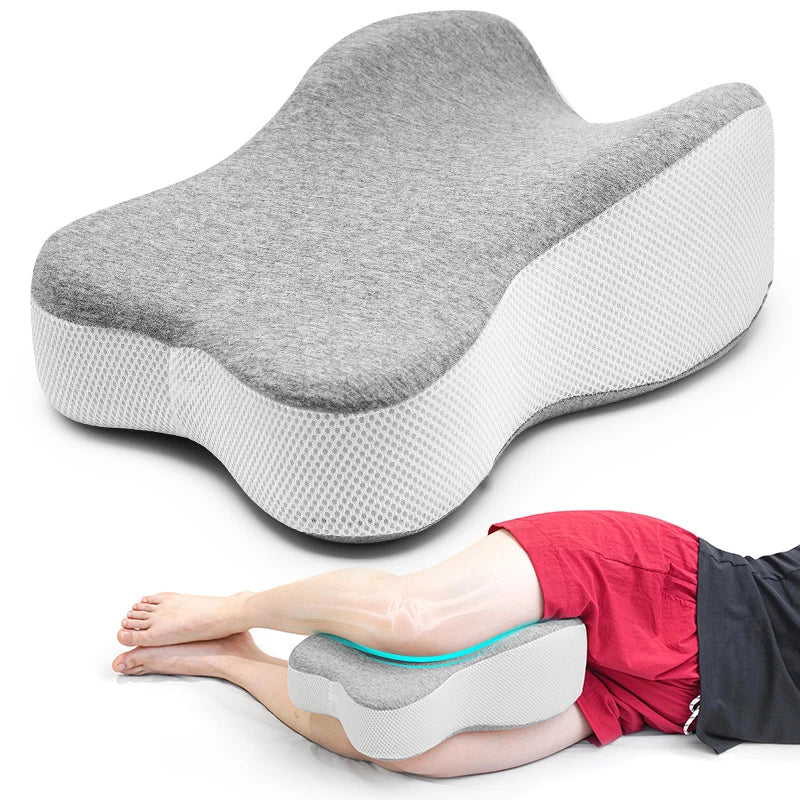 Knee Pillow Ergonomic Half Moon Memory Foam Washable Cover