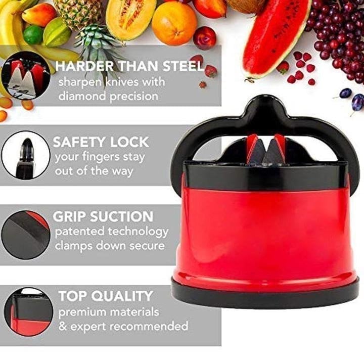 Knife Sharpener Suction Cup Base Built-In Angle Guide