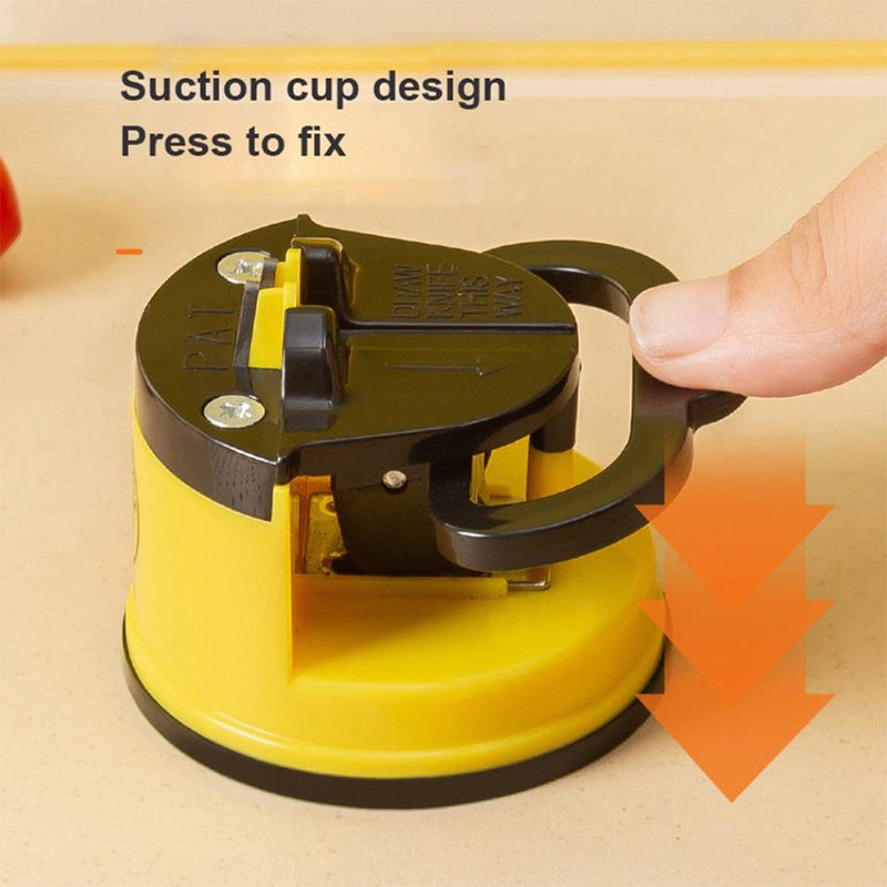 Knife Sharpener Suction-Cup Base Tungsten Steel Wheel Compact