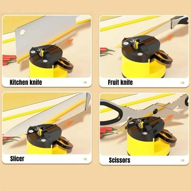Knife Sharpener Suction-Cup Base Tungsten Steel Wheel Compact