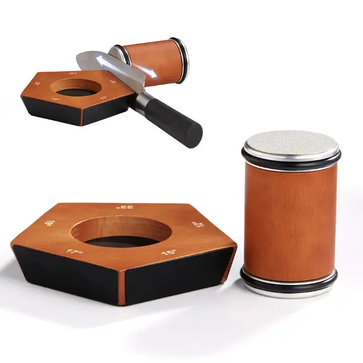 Knife Sharpener Wooden Magnetic Angle Guide Coarse & Fine