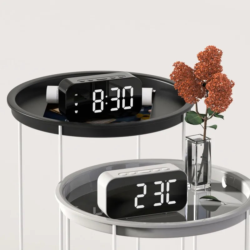 LED Alarm Clock Dual Alarms Voice Control Temperature Display