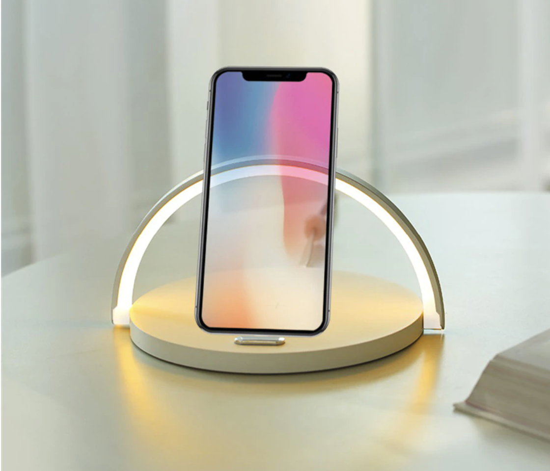 LED Bedside Lamp Qi Wireless Charger Touch Dimmer Foldable