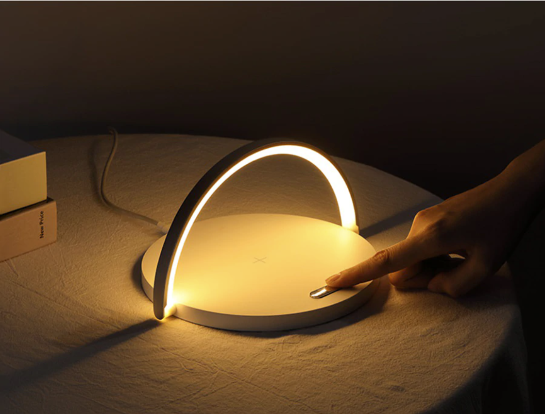 LED Bedside Lamp Qi Wireless Charger Touch Dimmer Foldable