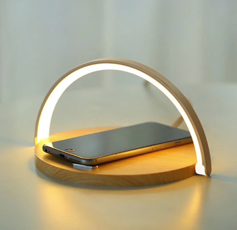 LED Bedside Lamp Qi Wireless Charger Touch Dimmer Foldable