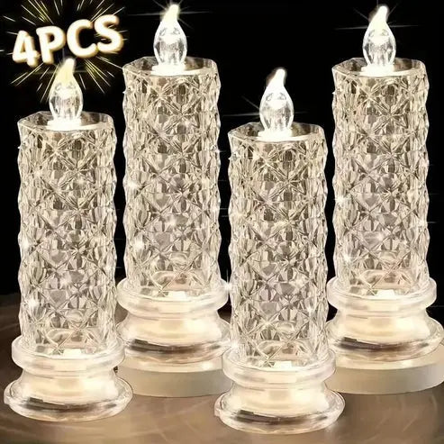 LED Candles Crystal Look Battery Operated 4-Pack