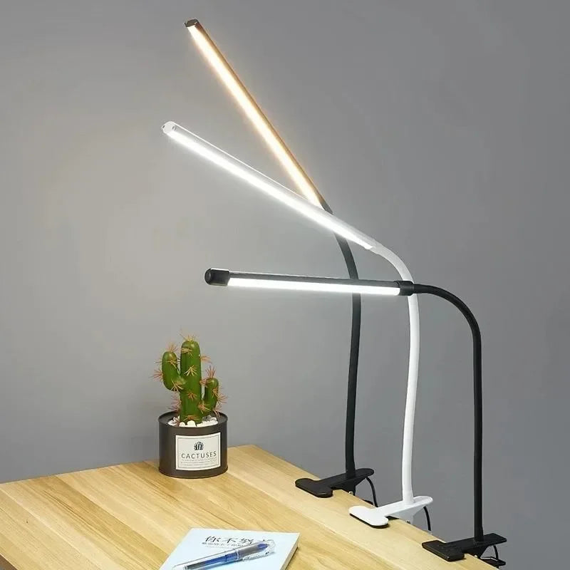 LED Clip Lamp Adjustable Brightness & Color Modes USB-Powered