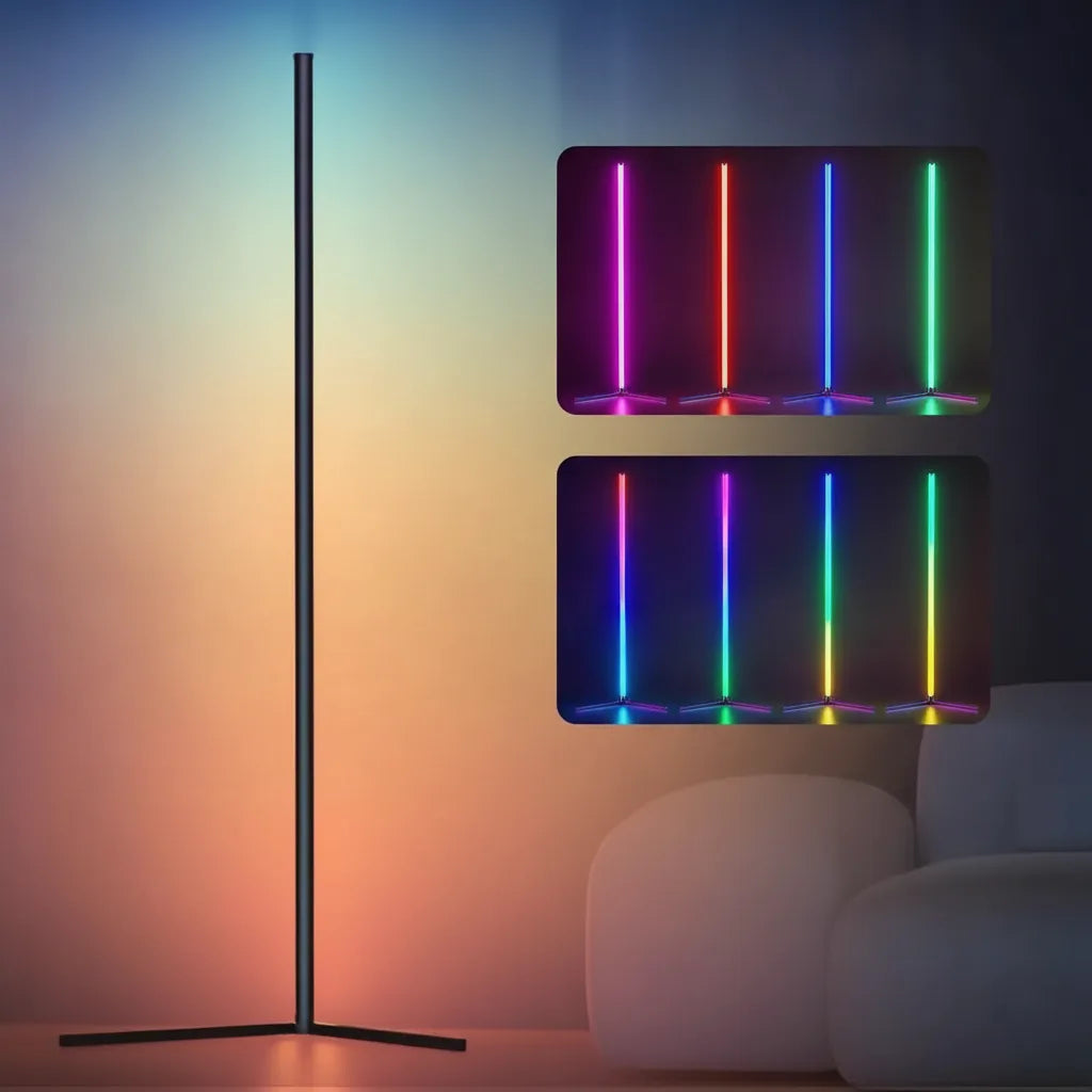 LED Corner Floor Lamp App-Controlled RGB & Music Sync
