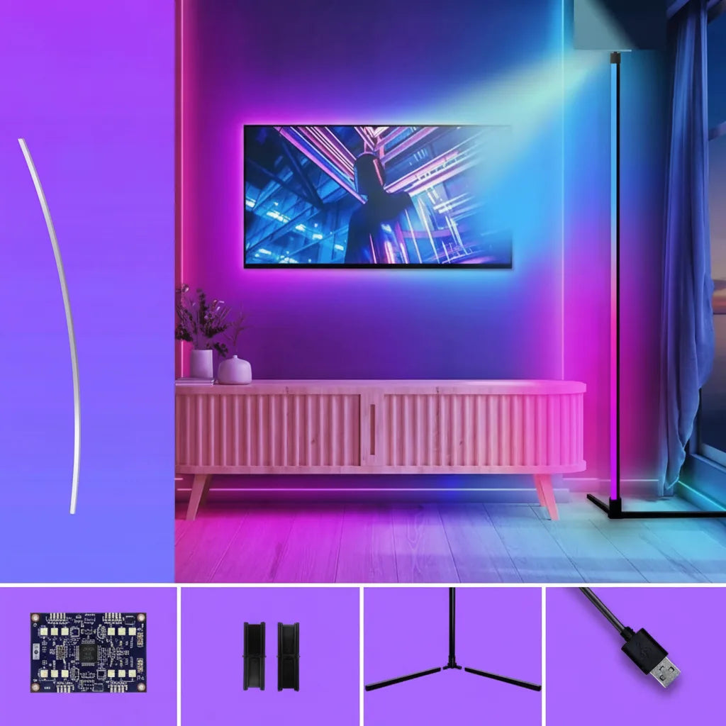 LED Corner Floor Lamp App-Controlled RGB & Music Sync