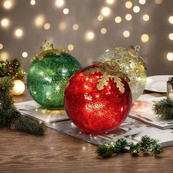 LED Decorative Spheres Warm White Timer Set of 3