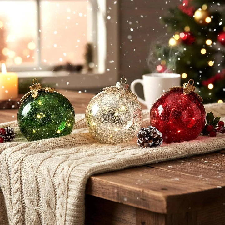 LED Decorative Spheres Warm White Timer Set of 3