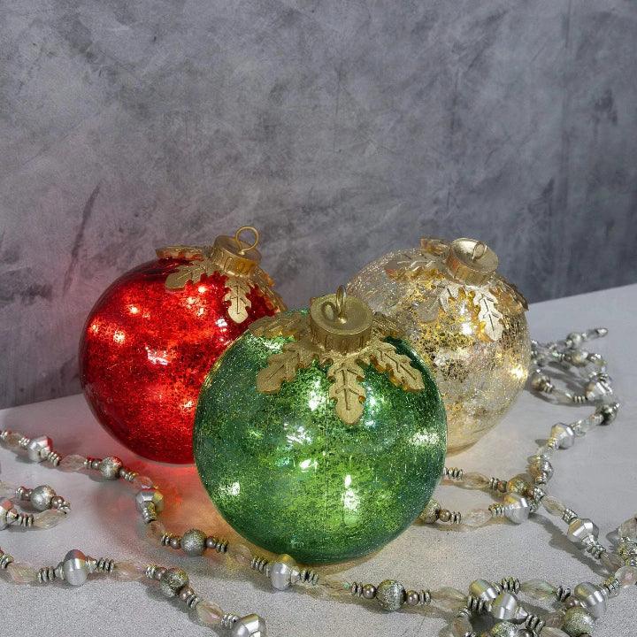LED Decorative Spheres Warm White Timer Set of 3