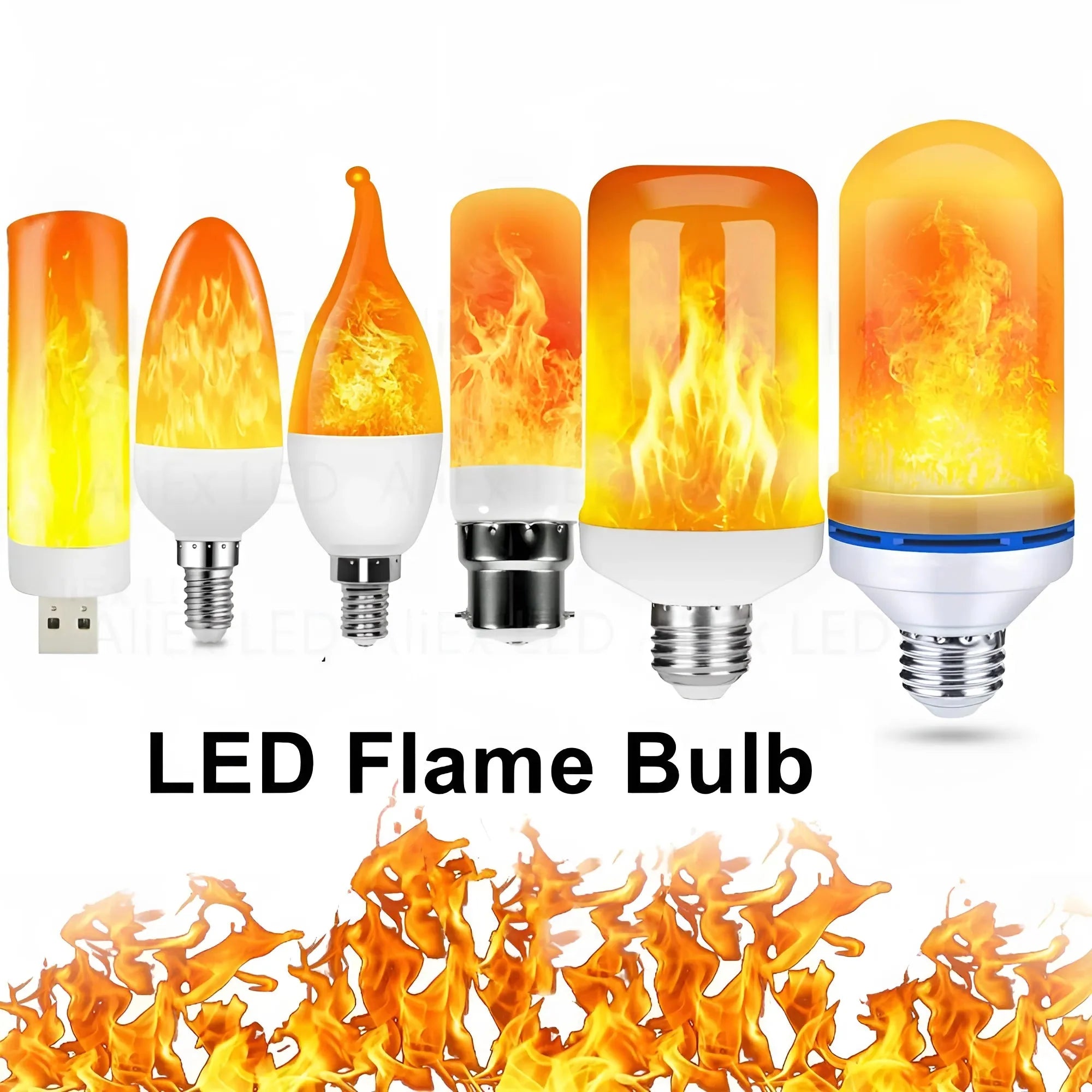 LED Flame Bulb Realistic Flicker E27 Warm Yellow