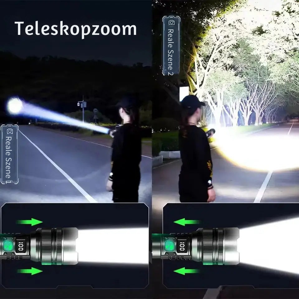 LED Flashlight Ultra-Bright Adjustable Zoom 500m Range