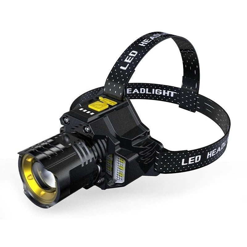 LED Headlamp Dual-Beam Zoom Hands-Free USB-C Rechargeable