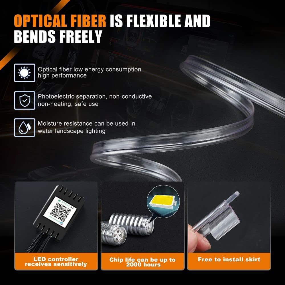 LED Interior Light Strips App-Controlled RGB Self-Adhesive