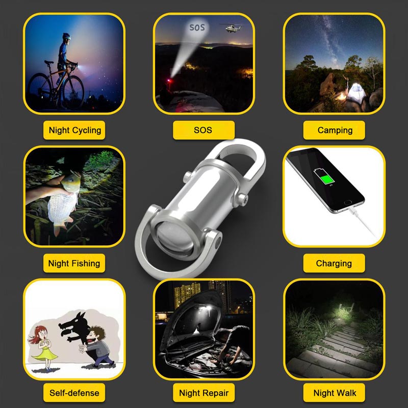 LED Keychain Flashlight 1200 Lumen 1000mAh Power Bank