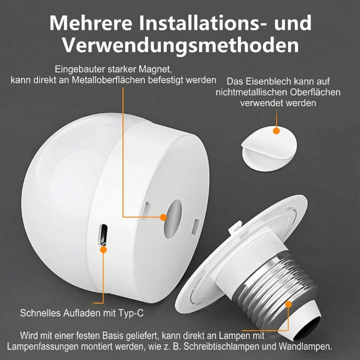 LED Light Bulb Rechargeable USB-C 15 Color Modes Remote