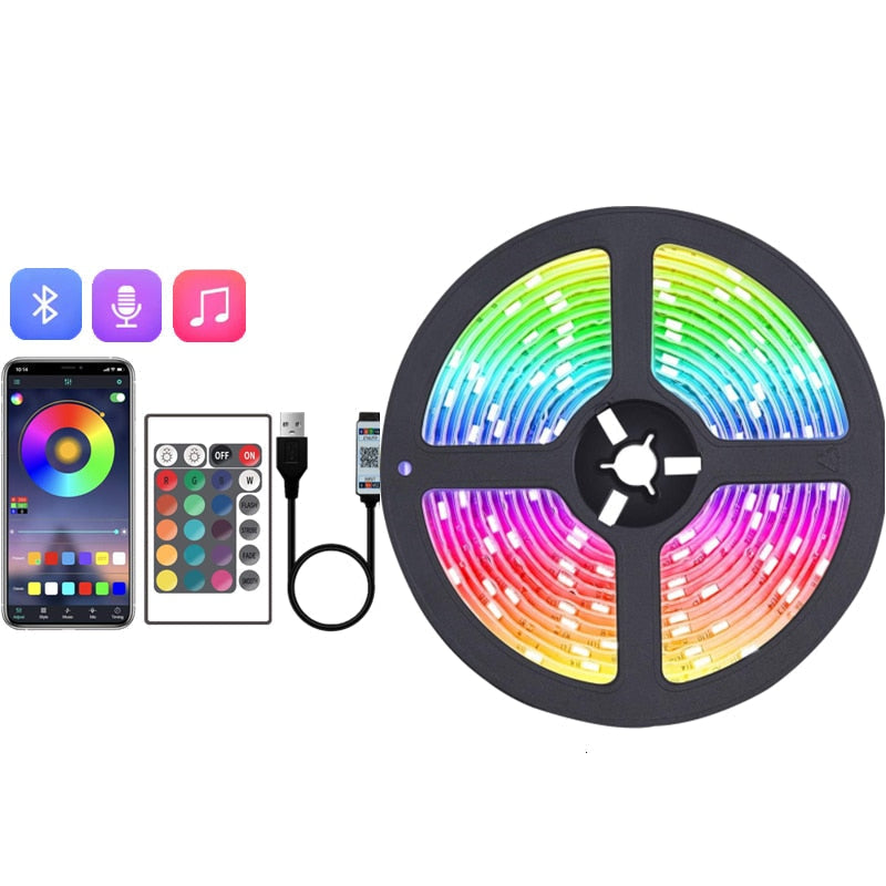 LED Light Strip RGB Music-Reactive Bluetooth App & Remote