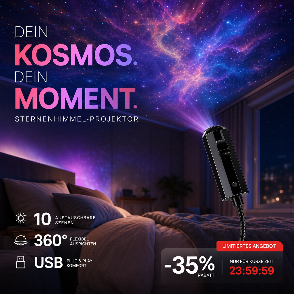 LED Star Projector 10 Projection Inserts USB Plug-And-Play