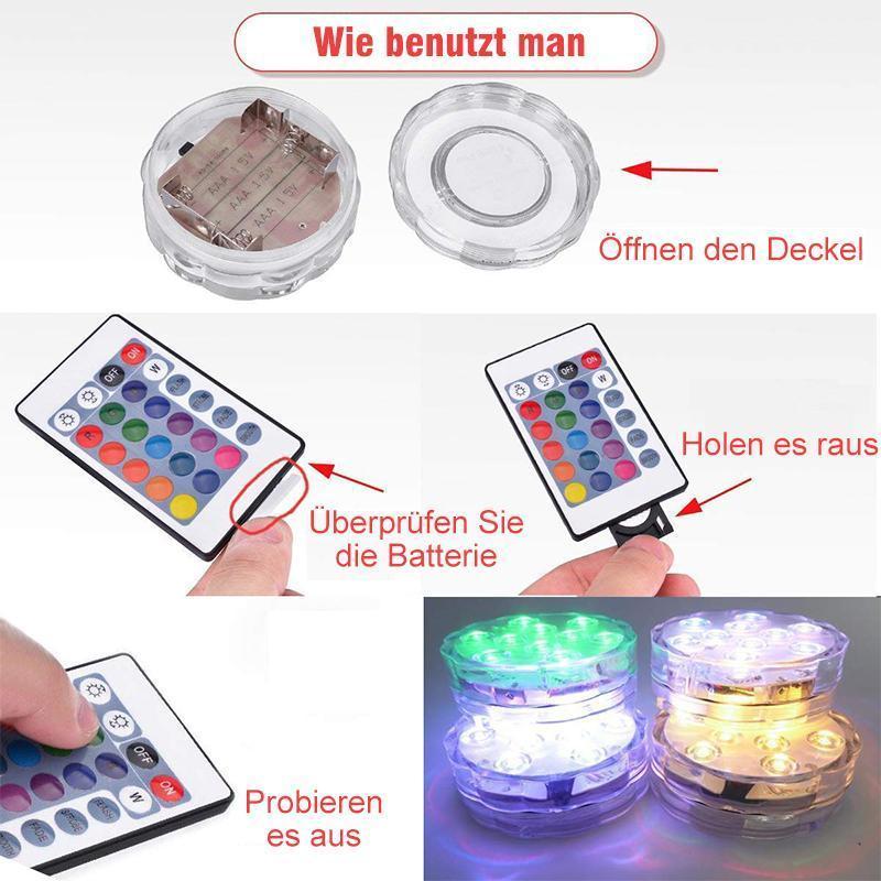LED Submersible Light 16-Color Remote IP68 Waterproof