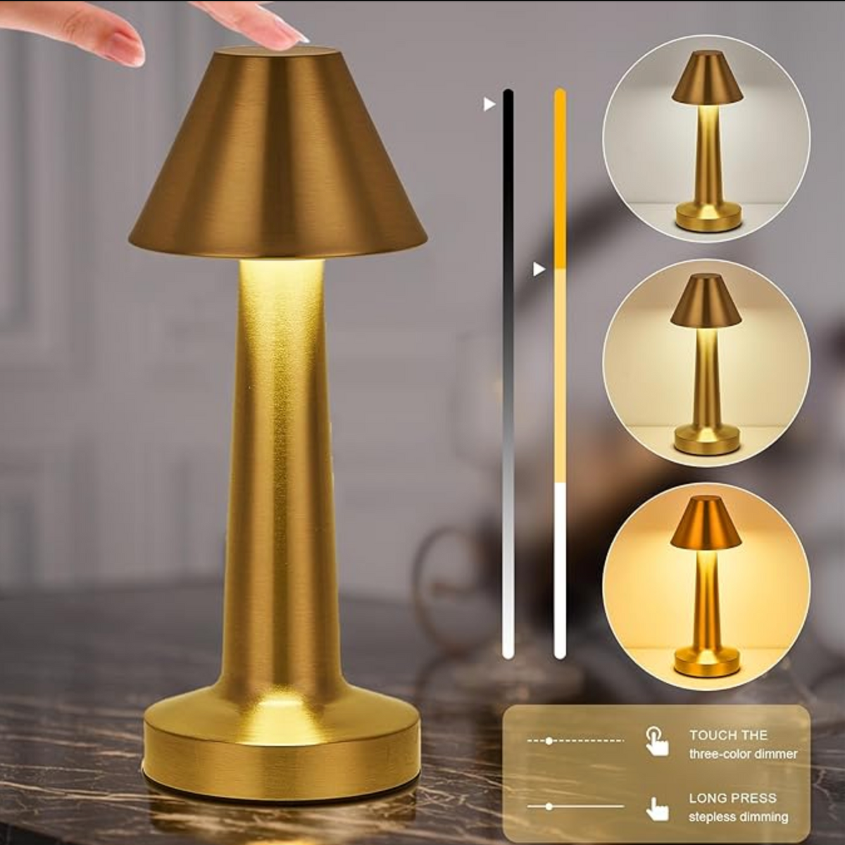 LED Table Lamp Cordless Touch Dimmable