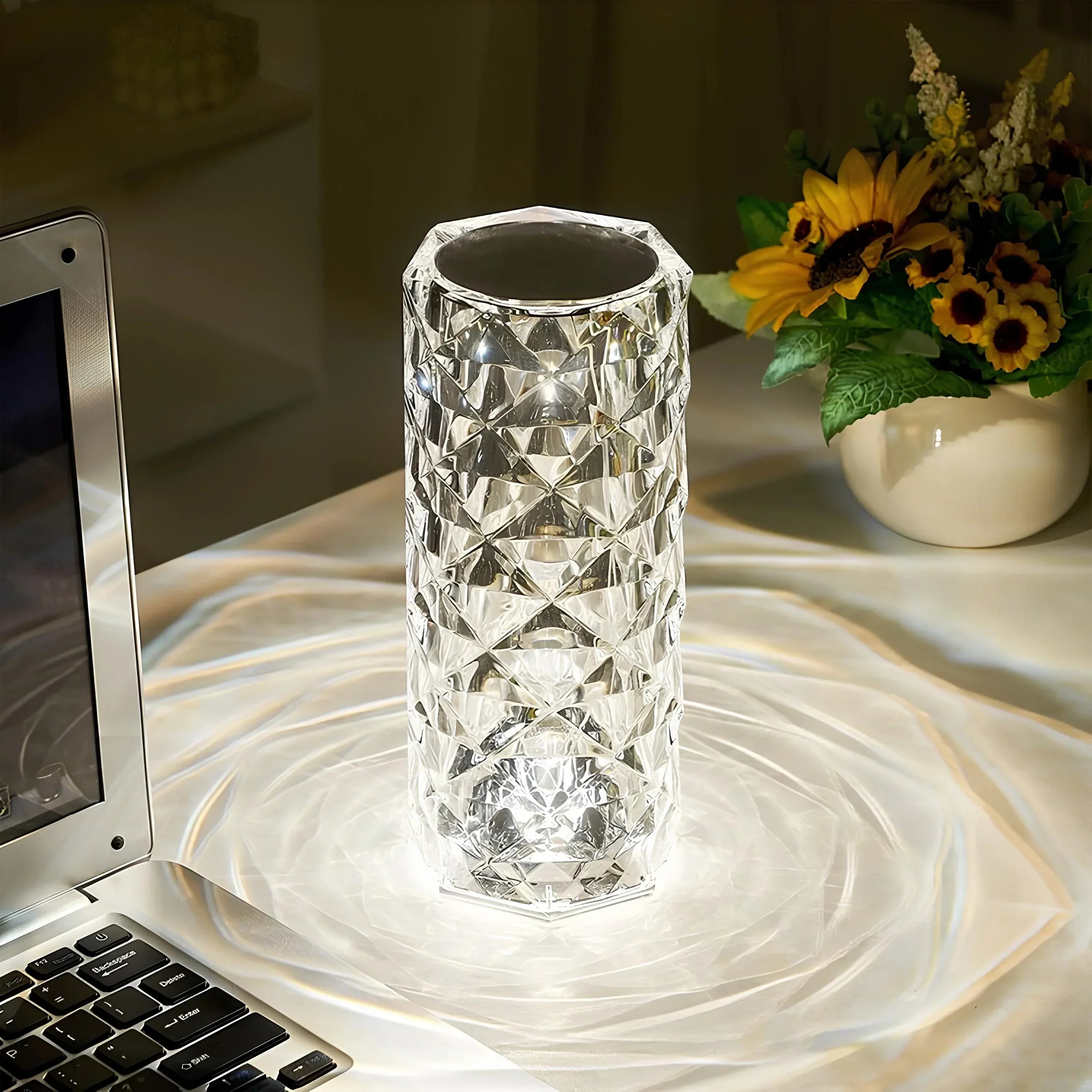 LED Table Lamp Diamond Cut Acrylic 16 Colors USB-C Rechargeable