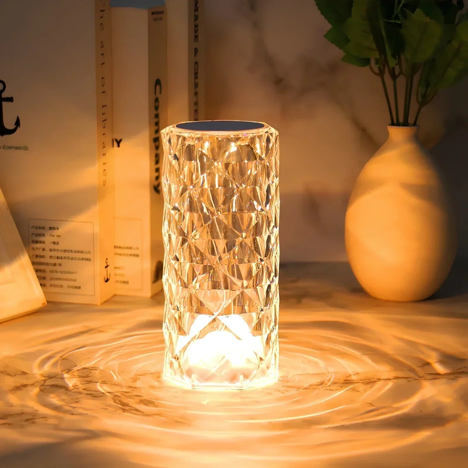 LED Table Lamp Diamond Cut Acrylic 16 Colors USB-C Rechargeable