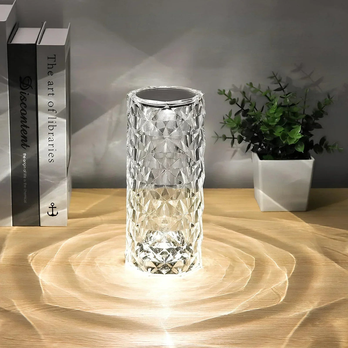 LED Table Lamp Diamond Cut Acrylic 16 Colors USB-C Rechargeable