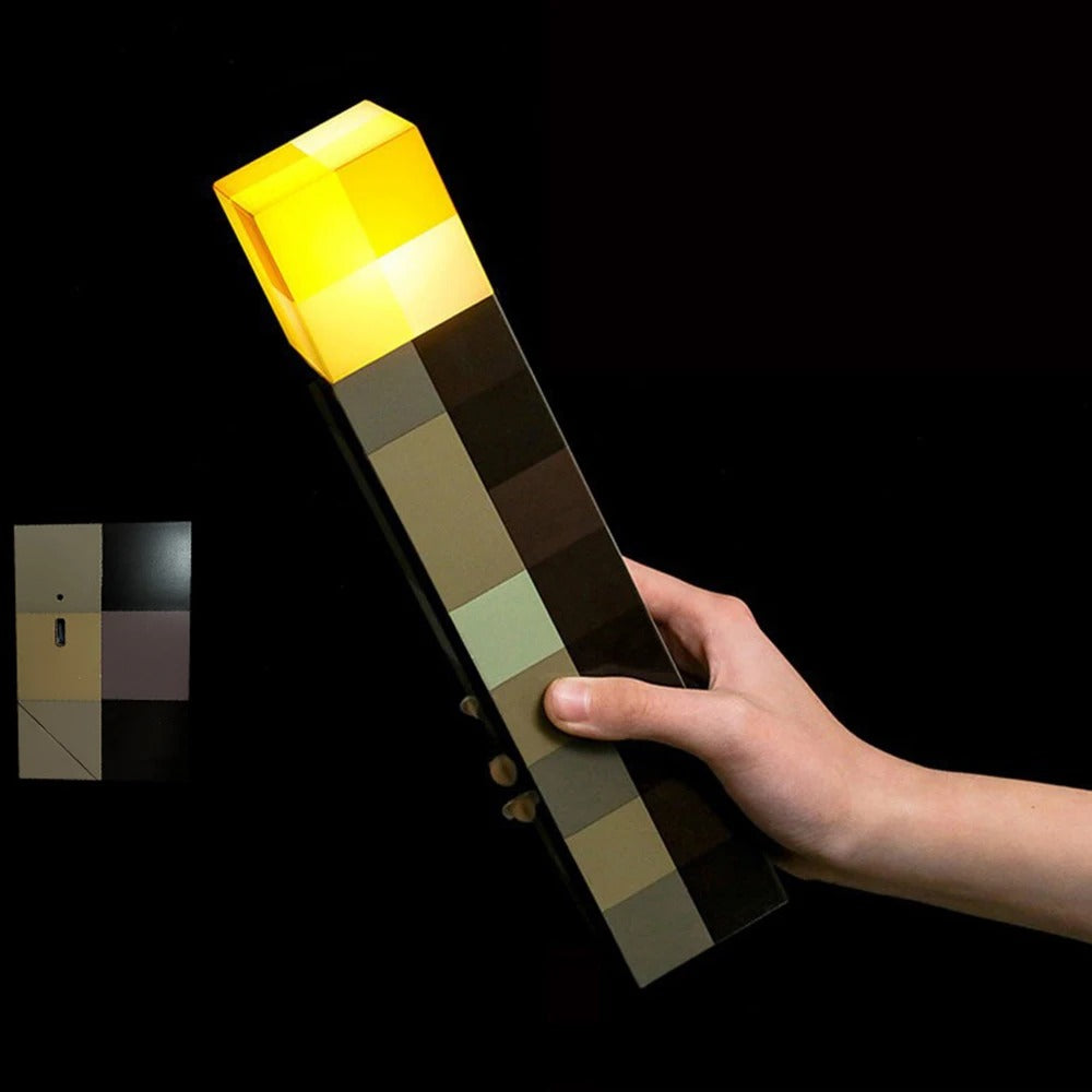 LED Table Lamp Pixelated Design USB Rechargeable Warm Light
