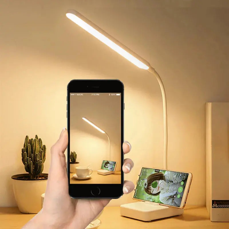 LED Table Lamp Touch Control Phone Holder USB Rechargeable