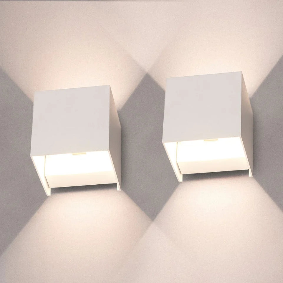 LED Wall Light Cube Rechargeable Dimmable Set of 2