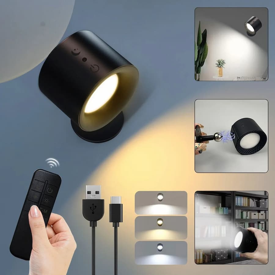 LED Wall Light Dual-Head Touch & Remote USB-C Rechargeable