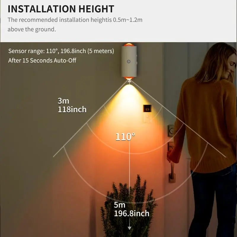 LED Wall Light Motion Sensor Rechargeable Magnetic Mount