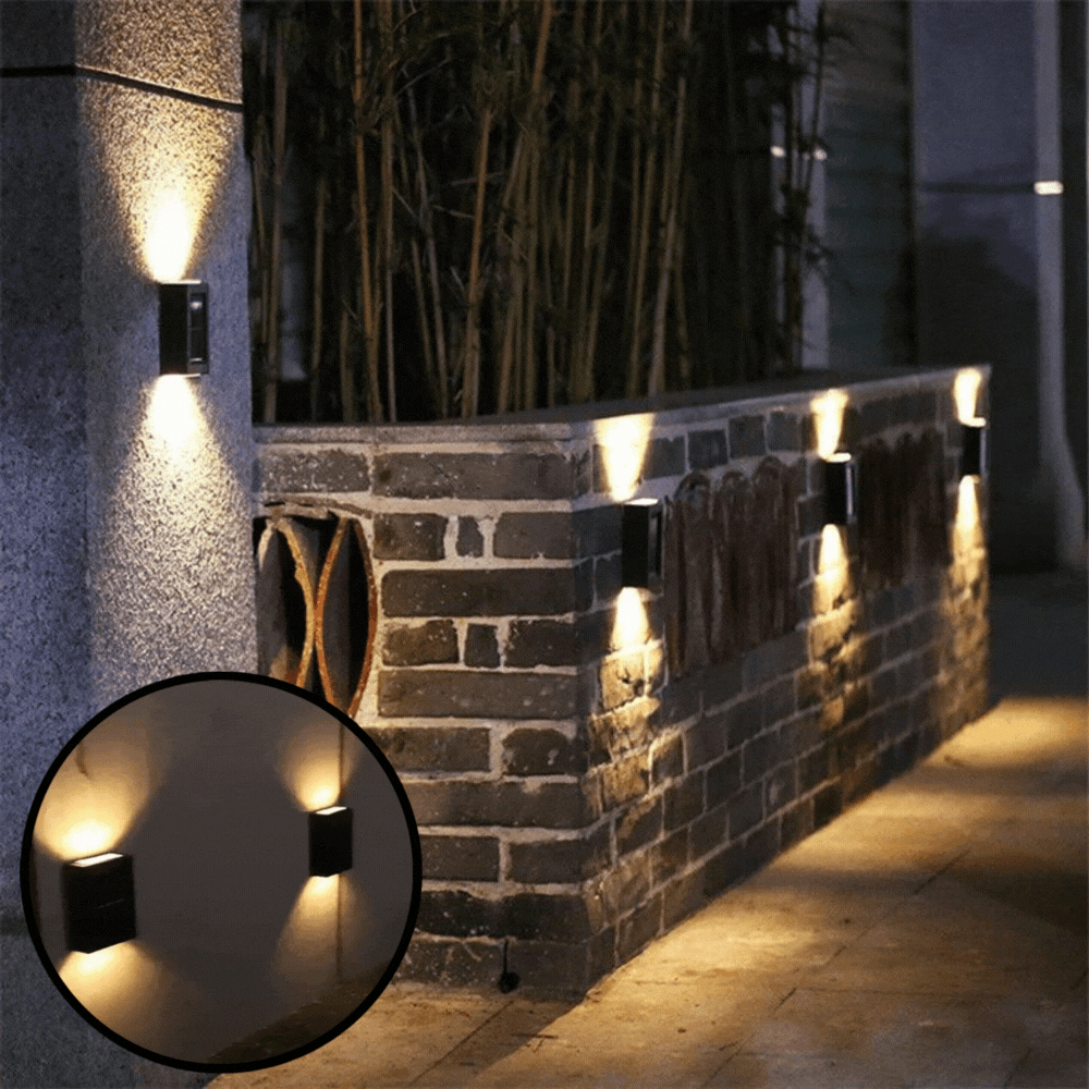 LED Wall Light Solar-Powered Warm White 2-Pack