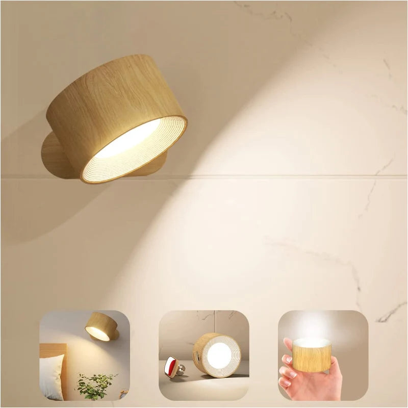 LED Wall Light Touch Control USB Rechargeable 360° Swivel