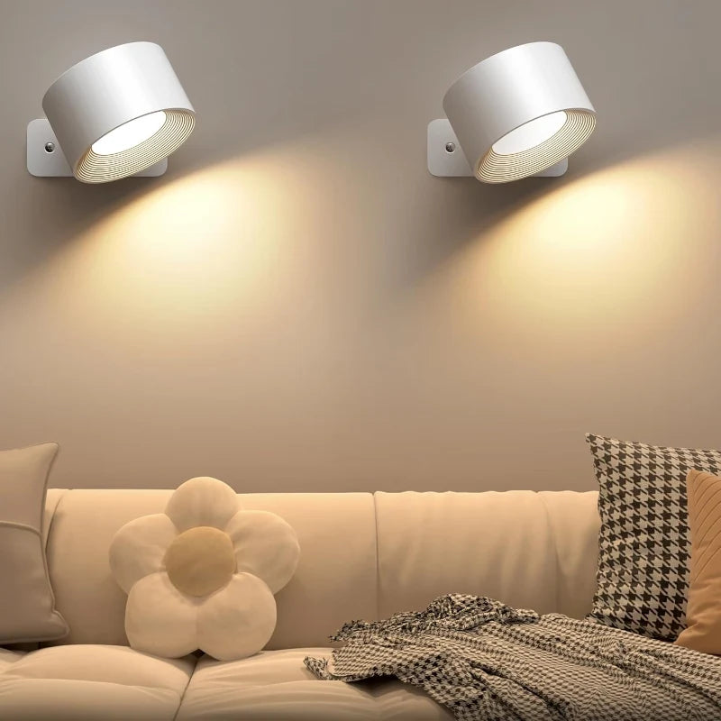 LED Wall Light Touch Control USB Rechargeable 360° Swivel