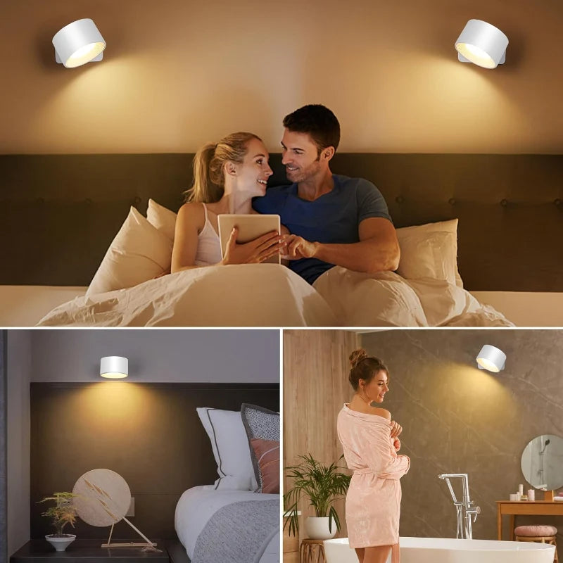 LED Wall Light Touch Control USB Rechargeable 360° Swivel