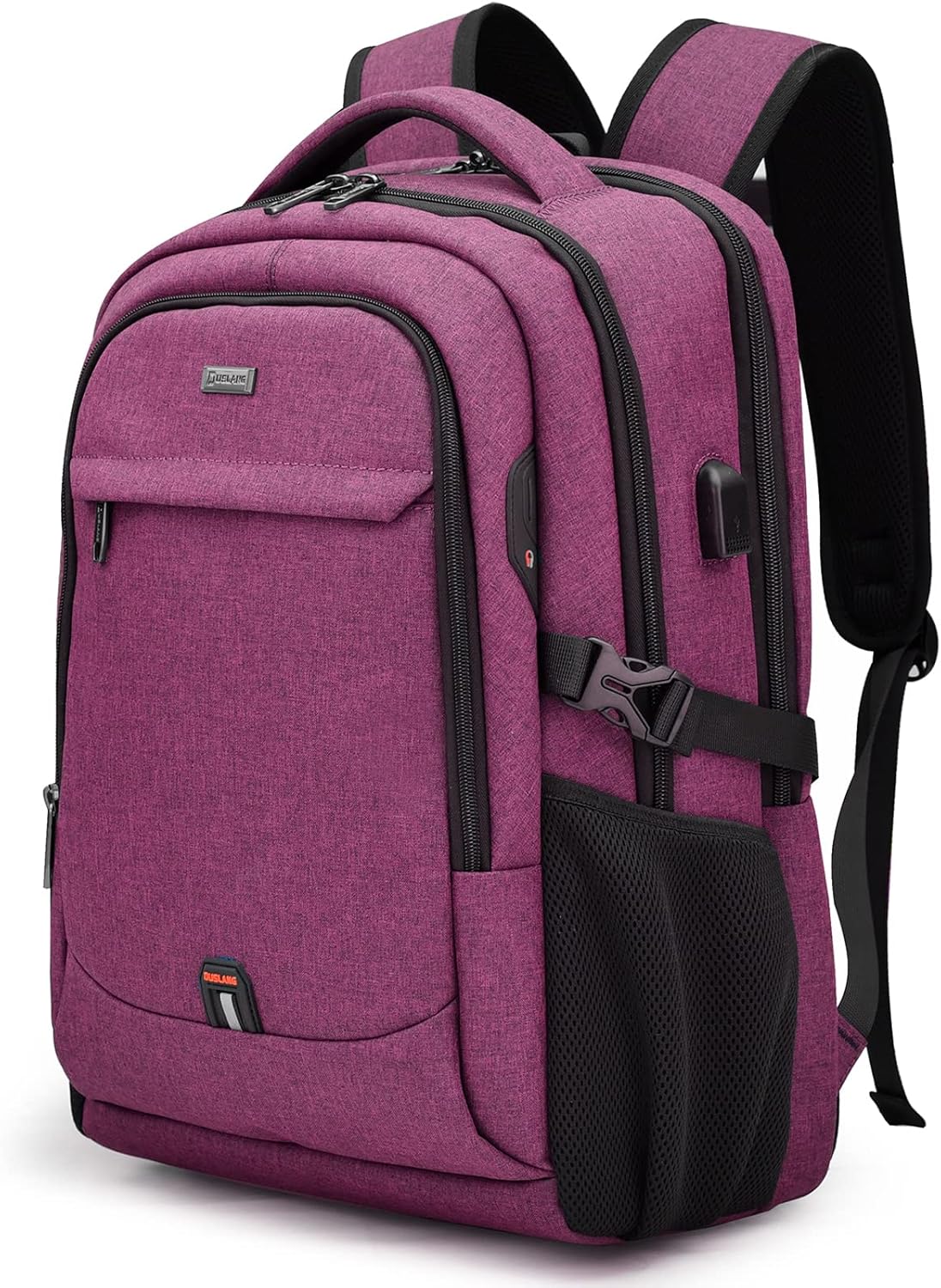 Laptop Backpack Hidden Anti-Theft Pocket Built-In USB Water-Resistant Polyester