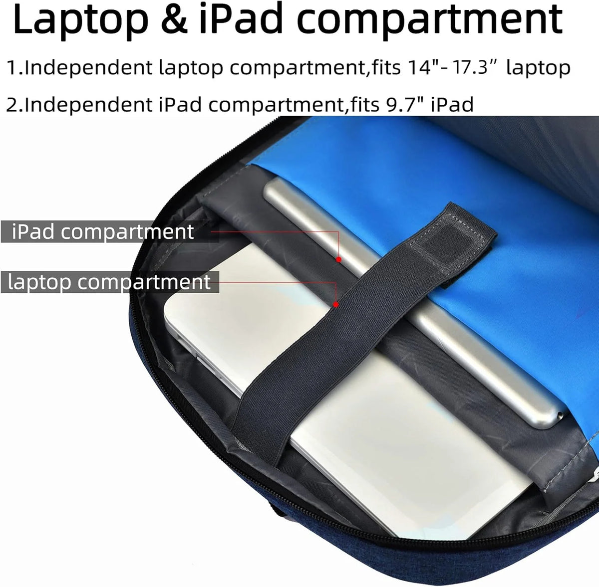 Laptop Backpack Hidden Anti-Theft Pocket Built-In USB Water-Resistant Polyester