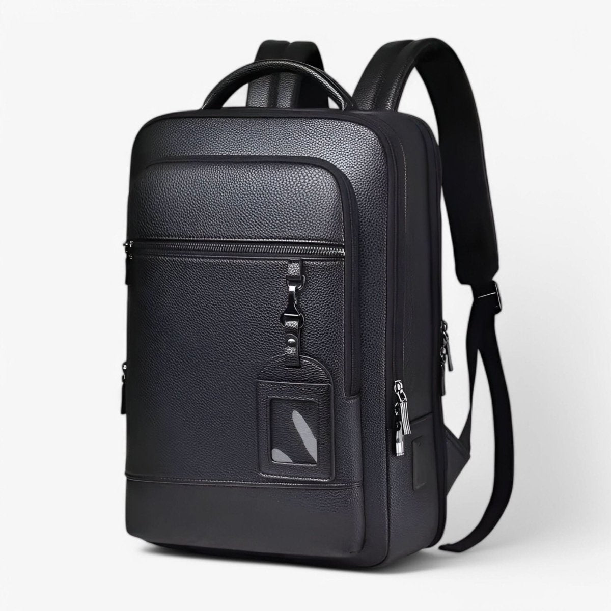 Laptop Backpack PU Leather USB Charging 15.6-Inch
