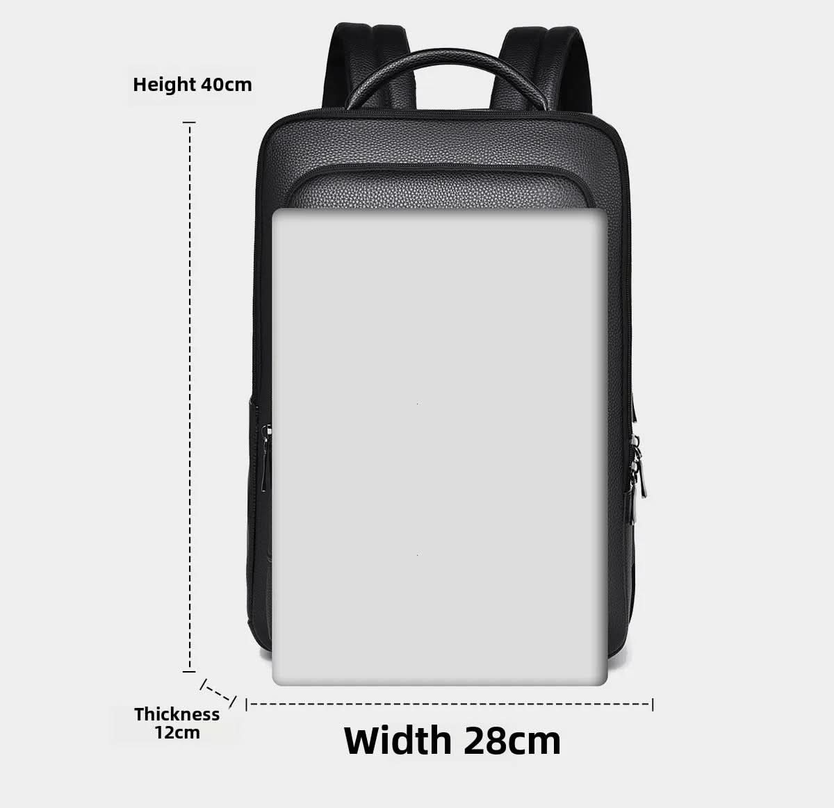 Laptop Backpack PU Leather USB Charging 15.6-Inch