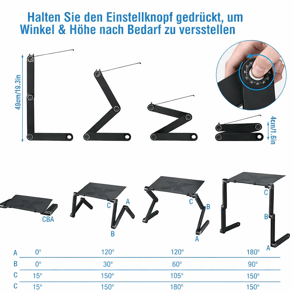 Laptop & Tablet Stand Height Adjustable 360° Rotatable