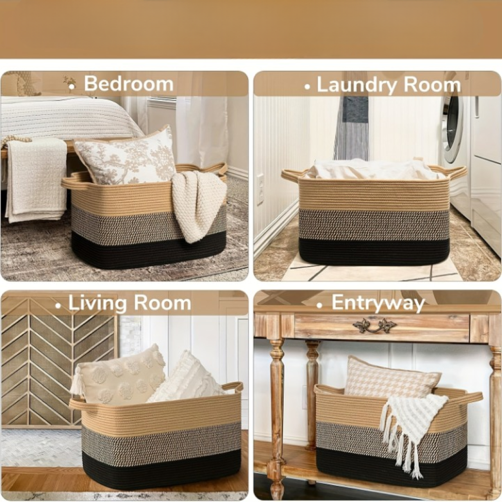 Large Storage Basket Foldable Washable Polyester 55 Liter Capacity