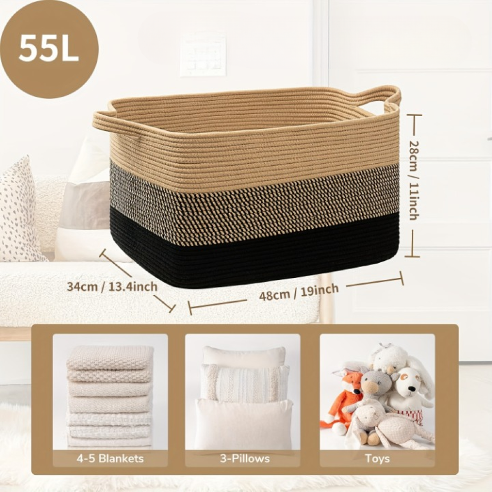 Large Storage Basket Foldable Washable Polyester 55 Liter Capacity