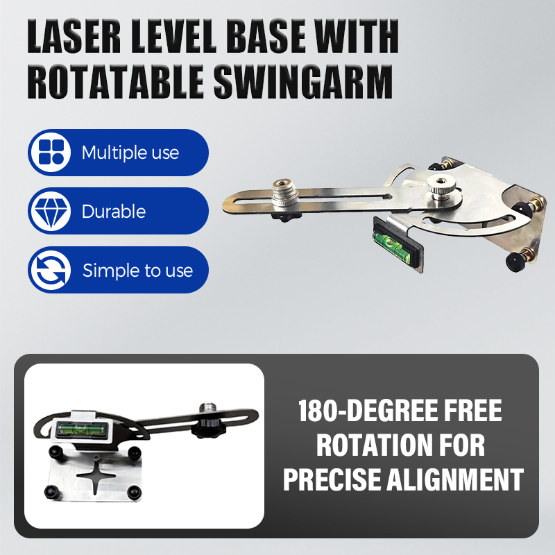 Laser Level Base Stainless Steel 180° Swivel Built-In Level