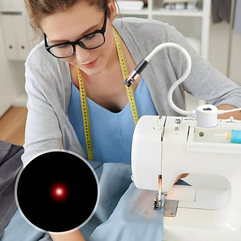 Laser Sewing Guide Magnetic Base & Flexible Silicone Arm USB-Powered