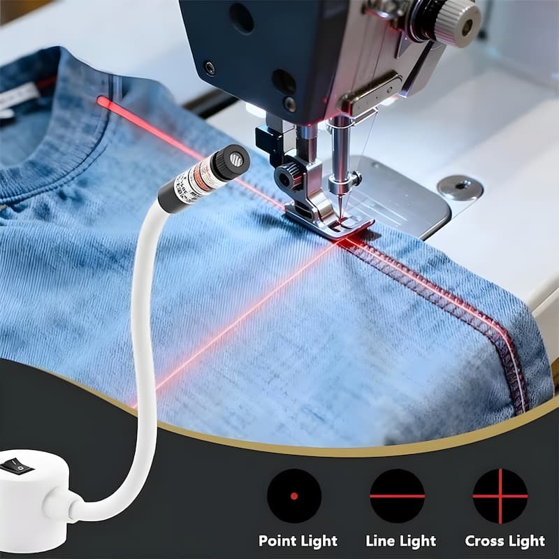 Laser Sewing Guide Magnetic Base & Flexible Silicone Arm USB-Powered